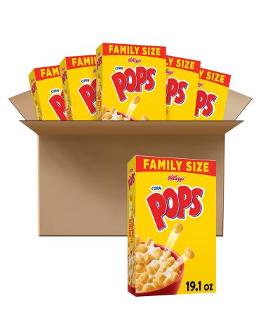 Kellogg's Corn Pops, Breakfast Cereal, Original, Excellent Source of 7 Vitamins and Minerals, Family Size, 19.1oz Box(Pack of 6) 1.19 Pound (Pack of 6)