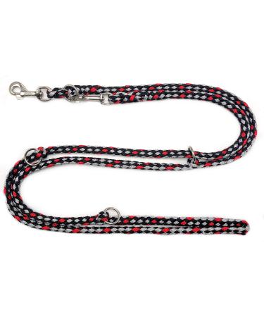 Dogeline Double Leash Practice Leash for medium dogs up to 45 kg over 39 colors very stable (3.50 m Ohio) 3.50 m black and gray-red