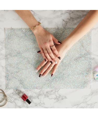 Glitter Nail Mat for Manicure Hand Rest 17x12-Inch (Bright Silver) - Iridescent Finish - Buy Online on SooperMarket.com