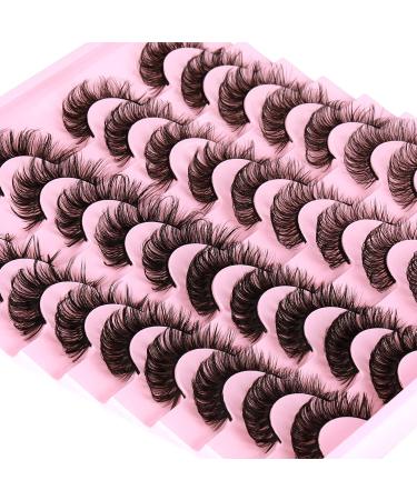 Newcally 20 Pairs D Curl Mink False Eyelashes - Fluffy Natural Look Russian Strip Lashes - Buy Online on SooperMarket.com