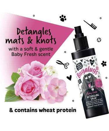 BUGALUGS Baby Fresh Dog Detangler Spray - Hair Conditioner for Dogs with baby powder dog perfume - Professional groom detangling spray- Pro dog grooming Spray for Your Pooch (200ml) - Buy Online on SooperMarket.com