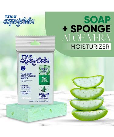 T.Taio Esponjabon Soap Sponge Variety Pack - 6-Pack Shower Sponge & Bath Scrubber Set - Mother of Pearl, Aloe Vera, Lavender, Charcoal, Cucumber-Melon, Oatmeal - Exfoliating Massage Face Sponge - Bathroom Accessories - Buy Online on SooperMarket.com