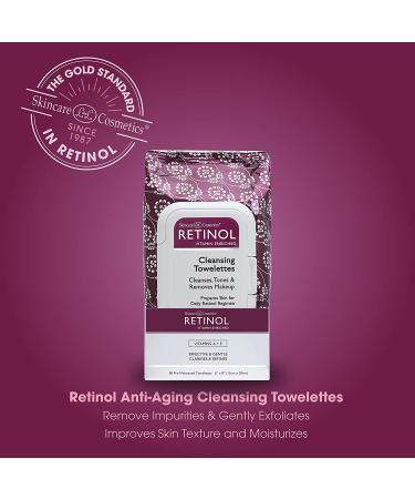 Retinol Anti-Aging Cleansing Towelettes - All-in-One Makeup Remover & Toner Wipes for Exfoliating, Hydrating & Refreshing Skin - Buy Online on SooperMarket.com