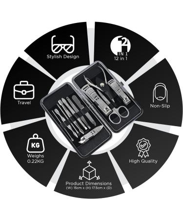LaRoc 12pc Manicure & Pedicure Set - Nail Clippers Cuticle Remover - Luxurious Face Foot Hand Nail Care Kit - Pedicure Sets for Feet Mens Grooming Kits & Manicure Set for Women - Buy Online on SooperMarket.com
