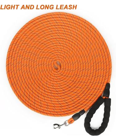 Orange 30M Nylon Reflective Dog Training Lead with Comfortable Handle - Ideal for Recall Training, Hiking, Camping, Walking - 100FT Long Line - Buy Online on SooperMarket.com