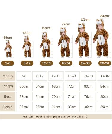 COOKY.D Baby Hooded Rompers | Winter Flannel Jumpsuit Pajamas | 30-36 Months Leopard Print - Buy Online on SooperMarket.com