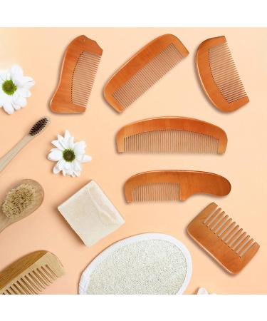 6-Piece Handmade Wooden Comb Set - Natural Green Sandalwood Wide/Fine Teeth, Anti-Static, No Snag - Ideal for Kids, Women, Men - Cute Style - Buy Online on SooperMarket.com