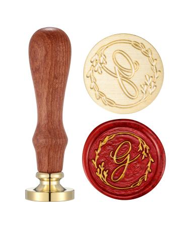 Yoption Handwritten Letter G Wax Seal Stamp  Vintage Initial Alphabet with Olive Branch Sealing Wax Stamp