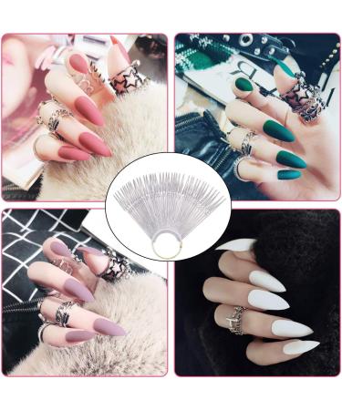 80pcs Clear Fake Nail Art Tips with Ring Holder - Nail Swatches Practice Tool - Buy Online on SooperMarket.com