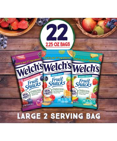 Welch's Fruit Snacks Variety Pack - Mixed Fruit, Island Fruits & Berries, Gluten-Free (Pack of 22, 2.25 oz Bags) - Buy Online on SooperMarket.com