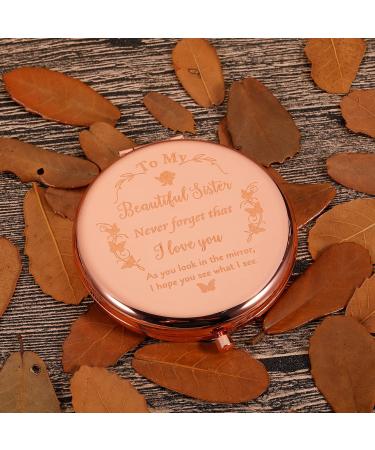 Sister Birthday Gift: Rose Gold Compact Mirror for Women - Unique Gift for Big Sister, Her, Teen Girls - Birthday, Graduation, Christmas Stocking Stuffer - Buy Online on SooperMarket.com