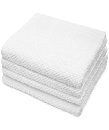 COTTON CRAFT- Euro Spa Set of 4 Luxury Waffle Weave Bath Towels, Oversized Pure Ringspun Cotton, 30 inch x 56 inch, White 4 Pack Bath Towel White