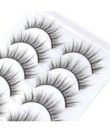 Glowingwin Short Wispy False Eyelashes - 5 Pairs | Natural Look, Reusable Mink Lashes - 3D Faux Mink | Fluffy Strip, Fake Lashes - S024 - Buy Online on SooperMarket.com