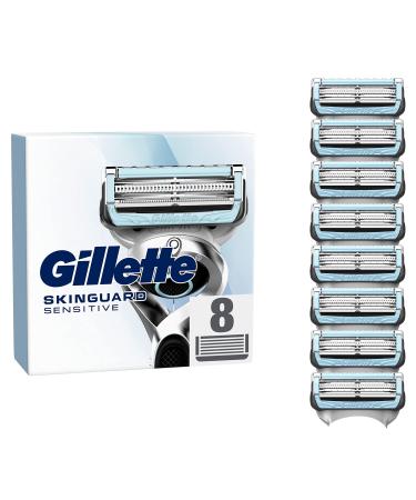 Gillette SkinGuard Sensitive razor blades for razors 8 replacement blades for wet razors for men with skin protection Made in Germany New