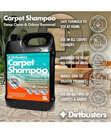 Dirtbusters 5L Carpet Cleaner Shampoo Solution - Stain Remover & Odor Treatment - Orange Fresh Scent - Buy Online on SooperMarket.com