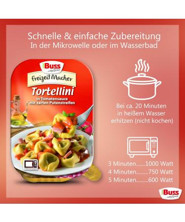 Buss Freizeitmacher Tortellini in Tomato Sauce with Turkey Strips - 12 x 300g - Delicious International Shipping Available - Buy Online on SooperMarket.com