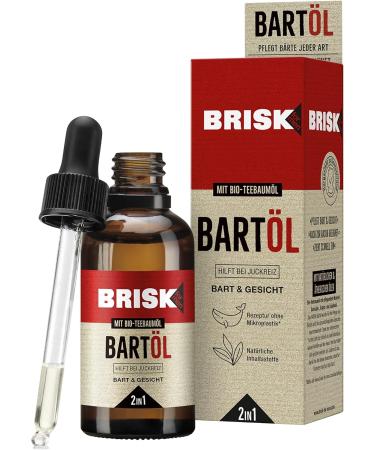 Brisk 2in1 Beard Oil for Men | Organic Tea Tree Oil | 50ml - Softens Beard & Nourishes Skin | Non-Greasy Facial Care & Shaving Solution - Buy Online on SooperMarket.com