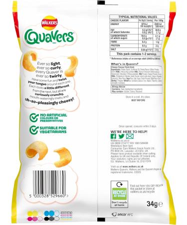 Walkers Quavers Cheese Snacks 34 g - Buy Online on SooperMarket.com