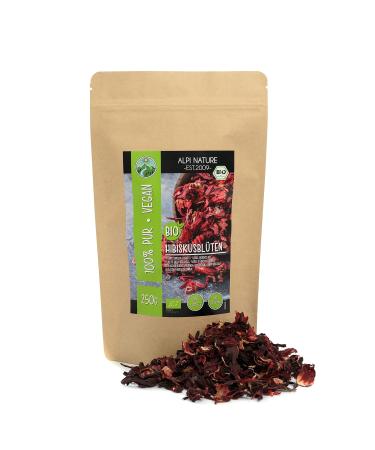 Organic hibiscus tea (250g 8.8oz) organic hibiscus blossoms hibiscus blossoms hibiscus blossoms tea gently dried from controlled organic cultivation laboratory-tested vegan 250 GR (8.8oz)