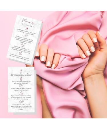 Manicure Aftercare Instruction Cards | 50pk | Business Card Size Nail Salon Handout for Nail Care after Manicure or Pedicure matches loyalty Marble and Mauve Design How to protect your manicure cards - Buy Online on SooperMarket.com
