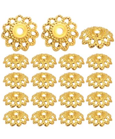 200 Pieces 11.5mm Antique Golden Bead Caps Spacer Beads Alloy Bali Style Flower Beads Caps Hollow End Caps for DIY Necklace Earrings Jewelry Making Supplies