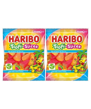 Tropi-Slices Gummy Sweets Tropical Flavoured Watermelon Pineapple Blood Orange Slices 150g - 2x Share Bags