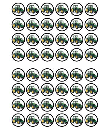 48 Tractor Farmer Edible PREMIUM THICKNESS SWEETENED VANILLA Wafer Rice Paper Mini Cupcake Toppers Cake Pops Cookies