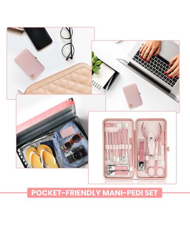 Kichly Manicure Set for Women - 18-Part Nail Clippers & Pedicure Tools in Rose Gold Travel Case - Buy Online on SooperMarket.com
