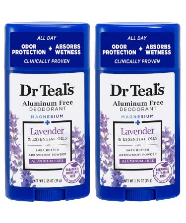 Dr Teal's Aluminum Free Deodorant - Lavender - Paraben & Phthalate Free - 2.65 oz Pack of 2
