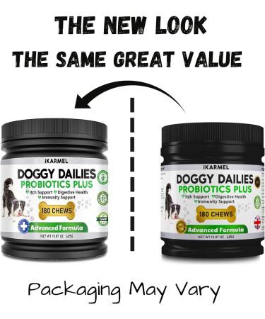 Doggy Dailies Probiotics for Dogs - Canine Supplements for Digestive and Immunity Support - Skin Health and Itch Support - Vitamin Treats - Veterinarian Formulated Probiotic 180 Count (Pack of 1) - Buy Online on SooperMarket.com