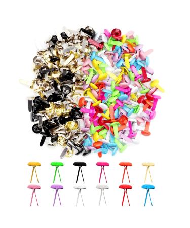 Benvo 300Pcs Mini Brads 8x13mm Small Round Split Pins Brass Metal Paper Fasteners Pastel Brads 12 Colors Random Mixed for Scrapbooking Art DIY Craft Paper Project