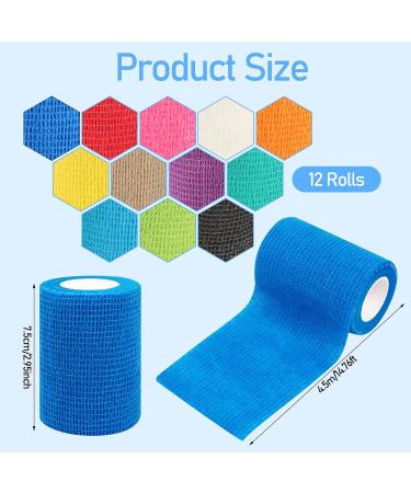 12 Rolls Self-Adhesive Bandage - Elastic & Non-Woven for Athletes & Pets | 7.5cm x 4.5m - Buy Online on SooperMarket.com