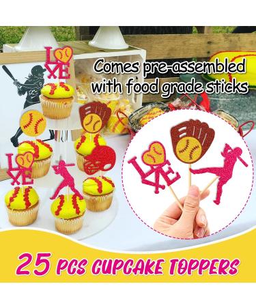 Softball Birthday Decorations Happy Birthday Banner Softball Cake Cupcake Toppers Girl's Bracelet Fastpitch Pitcher Baseball Sport Player Theme for Women Girl Boy Birthday Party Supplies - Buy Online on SooperMarket.com