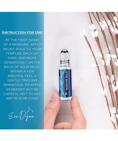 Migraine Relief Stick 2-Pack (0.3oz / 10ml) | Made in USA | Headache Relief Essential Oil Aromatherapy Roll-On with Peppermint & Spearmint Oil - by Evo Dyne - Buy Online on SooperMarket.com