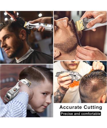 Hatteker Men s Hair Clipper Beard Trimmer Hair Trimmer Shaver for Men Cordless Clippers Professional Barbers Grooming Kit IPX7 Waterproof Rechargeable Colorful Combs Silver - Buy Online on SooperMarket.com
