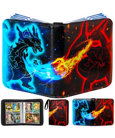 Card Binder Trading Cards Case With 55 Sleeves, 4-Pocket Card Book Holder Fits 440 Cards for TCG Game Cards Collection, Sports Trading Cards Collector Album Dragon 440cards
