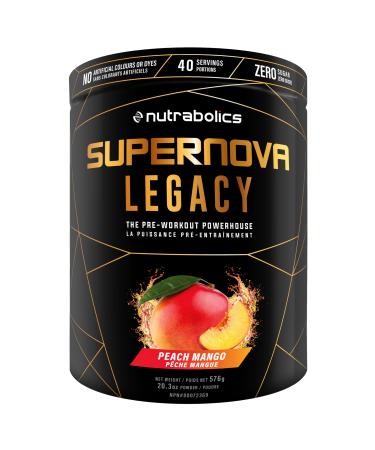 Nutrabolics Supernova Legacy - Focus Energy & Intense Pump Creatine Free Preworkout with Citrulline & Beta Alanine - 40 servings Peach Mango