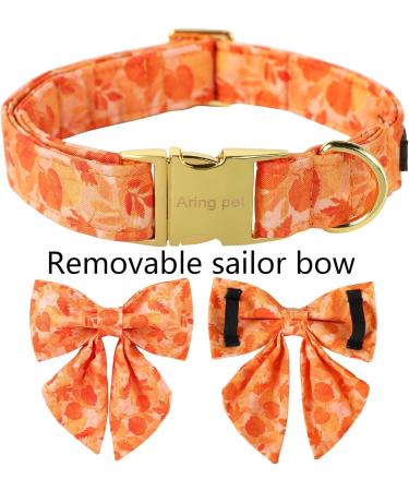 Aring Pet Autumn Dog Collar - Adjustable Yellow Cotton with Sailor Fly & Metal Buckle (X-Small) - Perfect for Fall Adventures - Buy Online on SooperMarket.com
