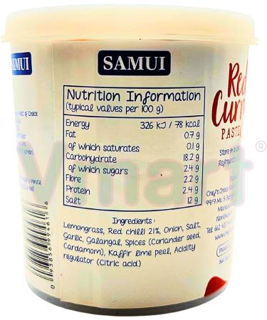 Samui Vegan Thai Red Curry Paste Sauce for Cooking 400g - Buy Online on SooperMarket.com