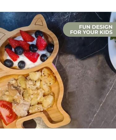 Eco Health Bamboo Baby Plate with Suction Cup - Non-Toxic & Cool to Touch - Ideal for Baby Weaning - Cat Plate (Blue) - Buy Online on SooperMarket.com