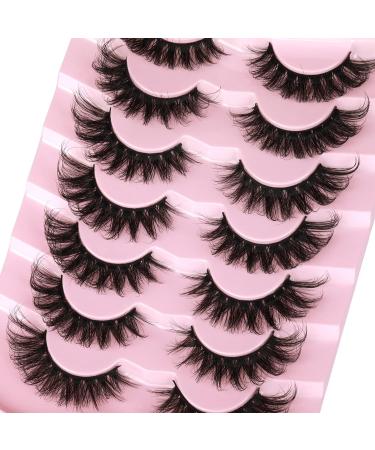 Kiromiro Faux Mink Lashes Fluffy 6D False Eyelashes 17mm Wispy Cat Eye Lashes that Look Like Extensions Strip Lashes Pack - Buy Online on SooperMarket.com
