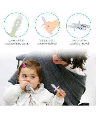 ZoLi Chubby Gummy Teether 2 Pack | Baby Teething Relief - Blue/Grey BPA Free Stick - Buy Online on SooperMarket.com