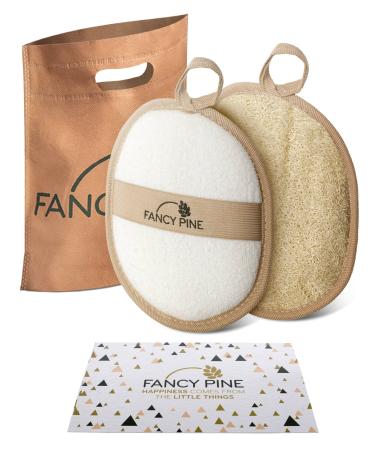 Fancy Pine Loofah Sponge - Natural Exfoliating Loofah Body Scrubber - Durable Bath, Shower Sponge - Textured bath sponge Scrub for Healthy Skin - Easy To Use, Flexible loofah for Men, Women, Kids