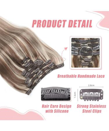 Vlasy Clip in Hair Extensions Human Hair 14 Inch (70 g) P16/60# - Seamless & Natural Thick Weft for Women - Buy Online on SooperMarket.com