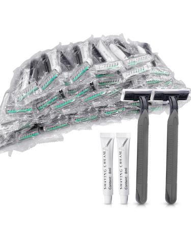 (200 Pack)Kheoxusa Disposable Razors Disposable Razors Men Twin Blade Disposable Razors Razors For Men Disposable Men's Disposable Shaving Razors Disposable Razors Bulk Individually Wrapped Razor-Gray 1 Count (Pack of 200)