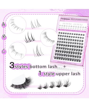 Focipeysa Wispy Lash Clusters - Natural DIY Eyelash Extensions | C Curl Individual Lashes 10-18mm with Applicator - Shop Now for International Shipping - Buy Online on SooperMarket.com