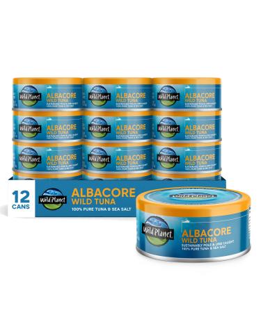 Wild Planet Albacore Wild Tuna, Sea Salt, Sustainably Pole & Line Caught, Non-GMO, Kosher, 5 Ounce, Pack of 12 5 Ounce (Pack of 12) Albacore Sea Salt