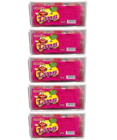 Sweeties Kids Favourite Candy Set Juicy Lips 200g x 5 Tubs - Short date Great Value Offer Ideal Sweet Treat for Fun Times from Kingdom Supplies