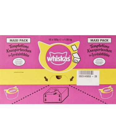 Buy WHISKAS Les Irr sistibles Chicken & Cheese Maxi Pack (105g x10) - Premium Cat Treats for Adult Cats - International Shipping Available - Buy Online on SooperMarket.com