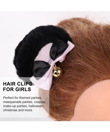 KALLORY 1 Pair Bear Ear Hair Clip Headband Hair Clips Hair Clip for Women Hair Bows Miss Lolita Hand Made Black Pink - Buy Online on SooperMarket.com